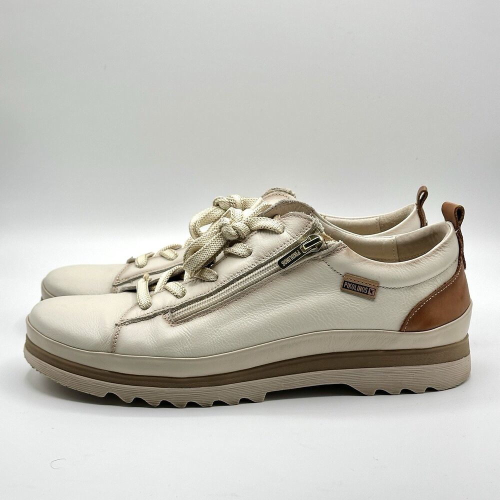 Pikolinos Vigo Zip Up Lace Up Leather Oxford Sneakers in Nata Size 42 EU / US 11 - Picture 5 of 14